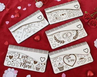 05 Valentine money envelope Laser cut Valentine bundle svg cutting file Glowforge envelope money holder svg envelope gift money holder