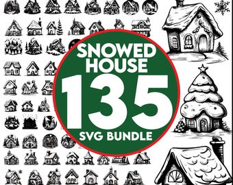 135 Snowed House svg, Snowy House svg,Winter House svg,SVG Bundle, Snow-covered house, Winter House Sublimation,Winter Svg bundle DXF