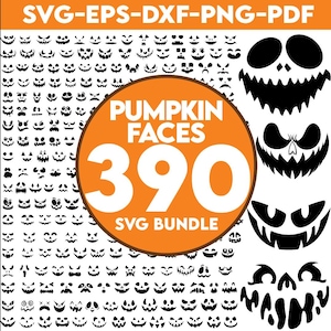 Pumpkin Face SVG Bundle, Pumpkin Face PNG Bundle, Pumpkin Face Clipart, Pumpkin Face SVG Cut Files for Cricut, Halloween Pumpkin Face Svg
