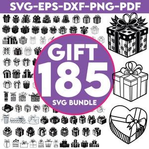 185 Geschenkbox SVG-Bundle, Geschenkbox PNG-Bundle, Geschenkbox Clipart, Geschenk SVG-Schnittdateien für Cricut, Geburtstag Svg, Weihnachtsgeschenk Svg, Geschenk svg