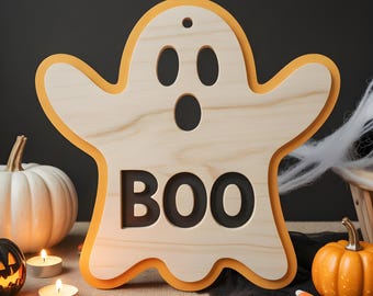 Halloween Laser Cut File, Boo Ghost Sign Laser, Halloween Laser SVG, Holiday Laser file SVG, Halloween Signs Laser File, DXF