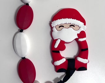 Beaded Santa silicone car seat hook pacifier clip and pendant set