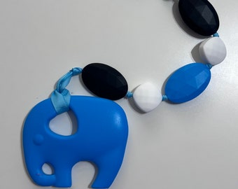 Beaded Elephant silicone car seat hook pacifier clip and pendant