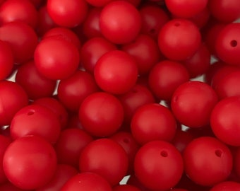 Silicone 15MM Red Round Beads | CRAFT SUPPLY | Silicone beads set of 5