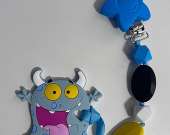 Silicone Monster Pacifier Clip set with pendant