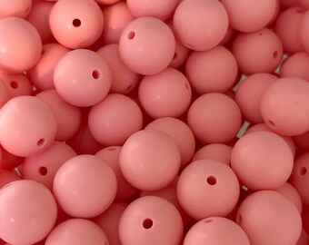 Silicone 15MM Peach pink Round Beads | CRAFT SUPPLY | Silicone beads set of 5