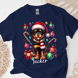 Custom Rottweiler Dog Shirt, Personalized Dog Name Tshirt, Dog Lover Tee Owner, Free Christmas Gift Message Insertion