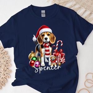 Custom Beagle Dog Shirt, Personalized Dog Name Tshirt, Dog Lover Tee Owner, Free Christmas Gift Message Insertion