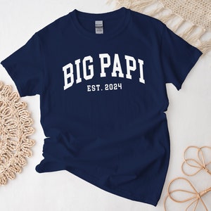 Koszulka Big Papi, spersonalizowana koszulka Papi, personalizacja Est Year Father Gift Dad Tee