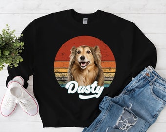 Benutzerdefinierte Hunde-Sweatshirt, passen Sie Vintage Hundepullover an, personalisieren Sie Ihr Hundefoto mit Retro-Stil