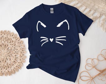 Chemise mignonne de visage de chat, t-shirt cadeau d'amoureux des chats