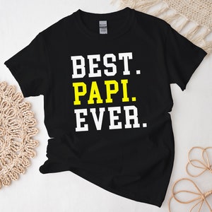 Najlepsza koszulka Papi Ever, przytulny T-shirt Papi, prezent dla Papi Tee z darmowym wstawianiem wiadomości
