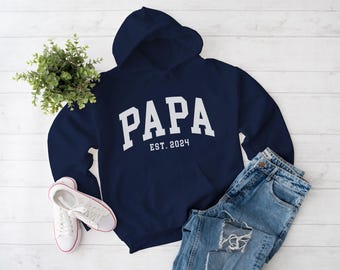 Papa Hoodie, Custom Daddy Sweatshirt, Personalização Est Ano Presente do Dia dos Pais Pai Pullover