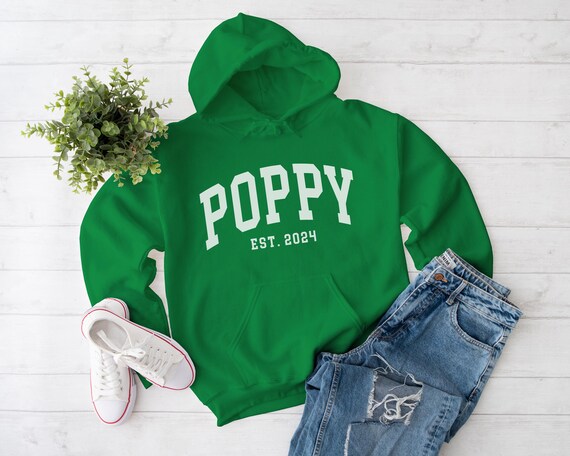 Poppy Hoodie, Custom Papa Sweatshirt, Personalization Est Year