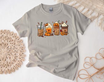 Spooky Pumpkin Coffee Shirt, Halloween Coffee Lover Tshirt, Fall Season Pumpkin Spice Tee