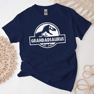 Grandadsaurus Shirt, Funny Dinosaur Rex Personalized Grandpa Tshirt, Custom Est Year New Grandad Gift Tee