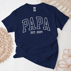 Papa Shirt, Outline Style Custom Daddy Tshirt, Personalization Est Year Father&#39;s Day Gift Dad Tee