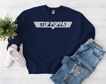 Sudadera Top Poppa, texto y color personalizados. La mejor familia Poppa. Mensaje de regalo gratis.