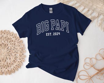 Big Papi Shirt, Outline Style Custom Papi Tshirt, Personalization Est Year Father Gift Dad Tee