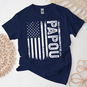 Papou Shirt, Patriotic Grandpa Tshirt American Flag, Custom Pepaw Grandfather Tee, Free Gift Message Insertion