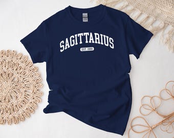 Custom Sagittarius Shirt, Personalized Est Year Tshirt, Zodiac, Gift for Sagittarius Birthday