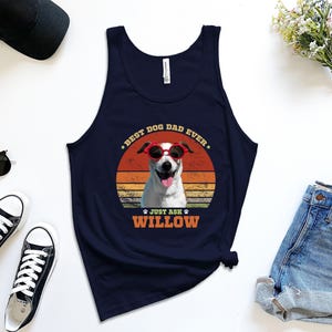 Bästa hundpappa-linne, personligt hund- och hundnamn- och fotolinne, bekvämt Bella Canvas-linne i storlek XS-2XL