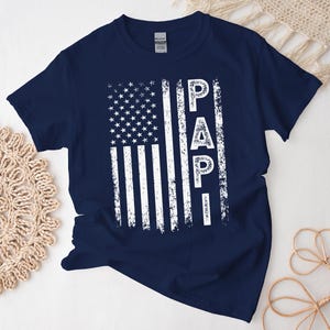 Koszulka Papi, koszulka Papi z amerykańską flagą, koszulka Patriotic Papi, darmowe wstawianie wiadomości na prezent
