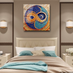Infinity Symbol Round Ancient Mosaic Modern Art Round Glass Wall Art ...