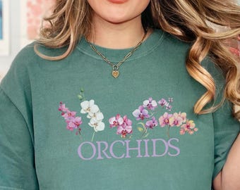Watercolor Orchid Print T-Shirt: Boho Botanical Art, Nature Lover Gift