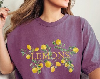 Camiseta con estampado de limones: Estampado cítrico fresco, colores cómodos