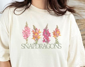 Camiseta gráfica Snapdragon: Camisa de algodón floral