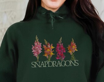 Sudadera con capucha de boca de dragón, sudadera con capucha floral, suéter de florista, sudadera con capucha inspirada en la naturaleza, suéter de jardín de flores, idea de regalo para amantes de las boca de dragón