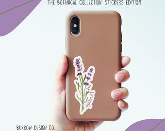 Calcomanía de vinilo de lavanda: pegatina botánica impermeable