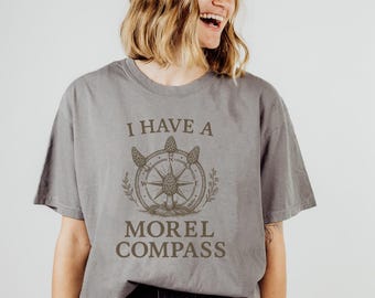 Camiseta de brújula morilla / Camiseta de recolección de hongos, juego de palabras sobre la naturaleza, regalo para recolectores