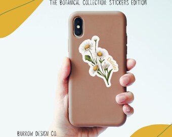 Pegatina de vinilo recortable con diseño de margaritas: calcomanía floral para portátil y teléfono