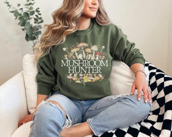 Sudadera de cuello redondo Mushroom Hunter: Suéter para amantes de la naturaleza y los recolectores