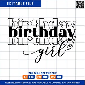Birthday Girl SVG PNG PDF, Birthday Princess Svg, Birthday Svg, Happy Birthday Svg, Birthday Shirt Svg, It&#39;s My Birthday Svg, Birthday Files