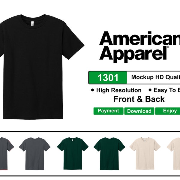 American Apparel 1301, American Apparel mockup 1301, 1301, American Apparel t shirts mockup 1301