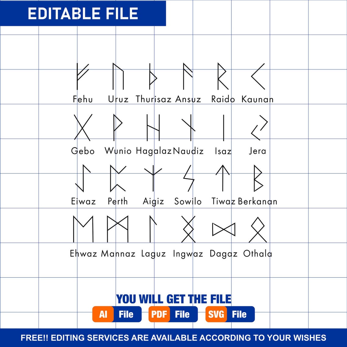 Regional Rune Pack Nordic Runes Pack SVG Files Viking Runes Cut Files Viking Symbol Vector ...