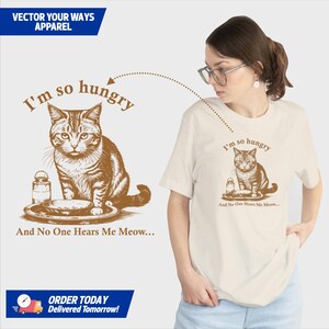 i&#39;m so hungry T Shirt, Vintage Drawing T Shirt, Meme T Shirt, Weird T Shirt, cat funny shirts