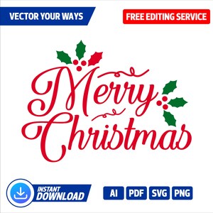 Merry Christmas SVG, Mistletoe svg, Sign, Winter SVG, Snowflakes svg, Christmas svg, Holiday svg, Cut File for Cricut, Silhouette