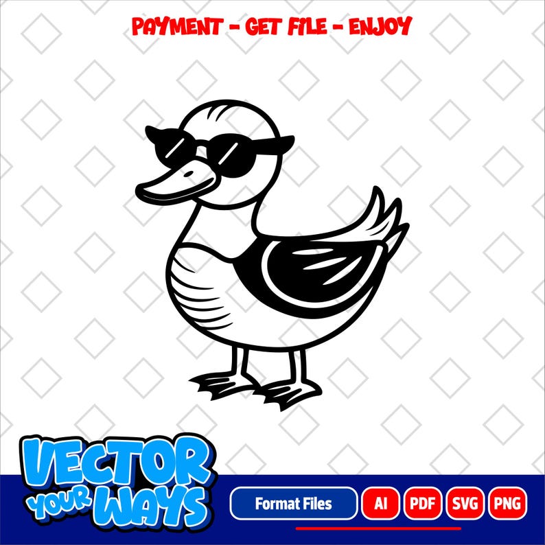 Duck Wearing Sunglasses SVG PNG Cut Files for Cricut, Silhouette ...