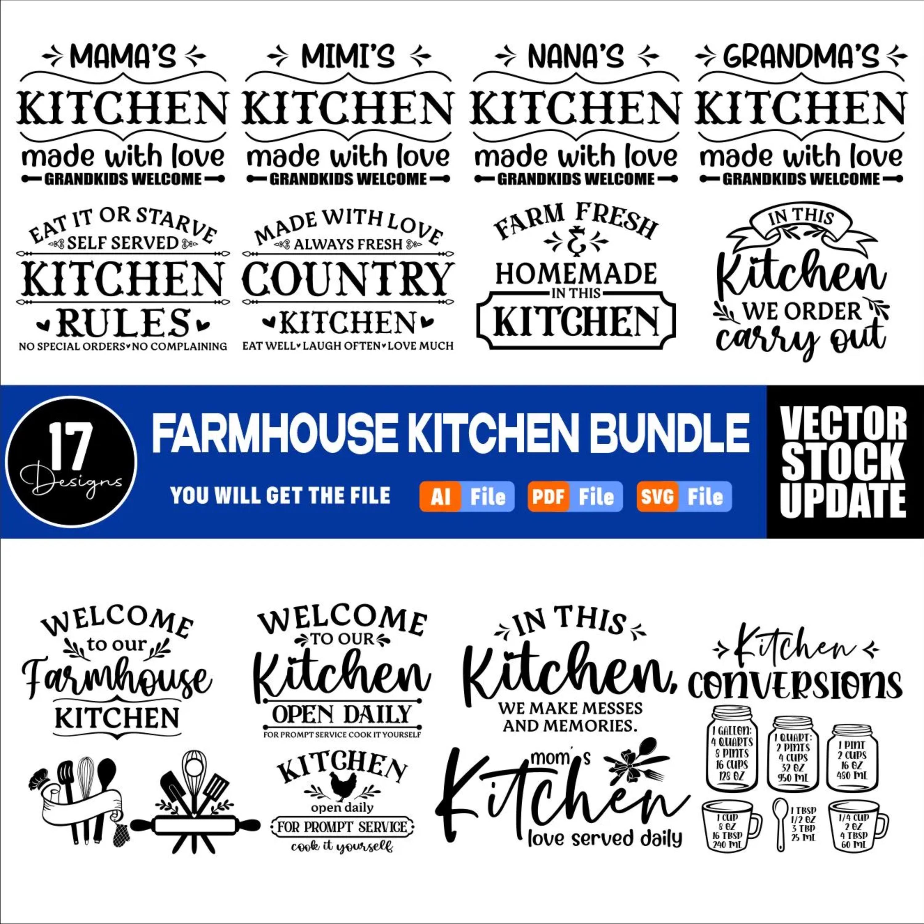 Farmhouse Kitchen Svg Bundle, Farmhouse Sign Svg, Kitchen Svg, Family ...