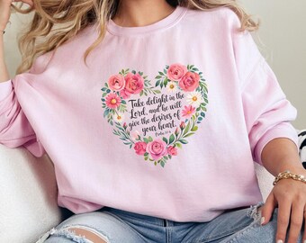 Jesus Shirt Gift for Christian, Bible Verse Shirt, Religious Gift, Faith Sweatshirt, Christian Sweatshirt, Floral Heart Christian Apparel