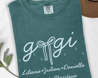 Custom Gigi Shirt with Grandkids Names, Personalized Gigi Gift, Grandma Shirt, Gigi Tee, Gigi Tshirt, Grandma Birthday Gift, Christmas Gift