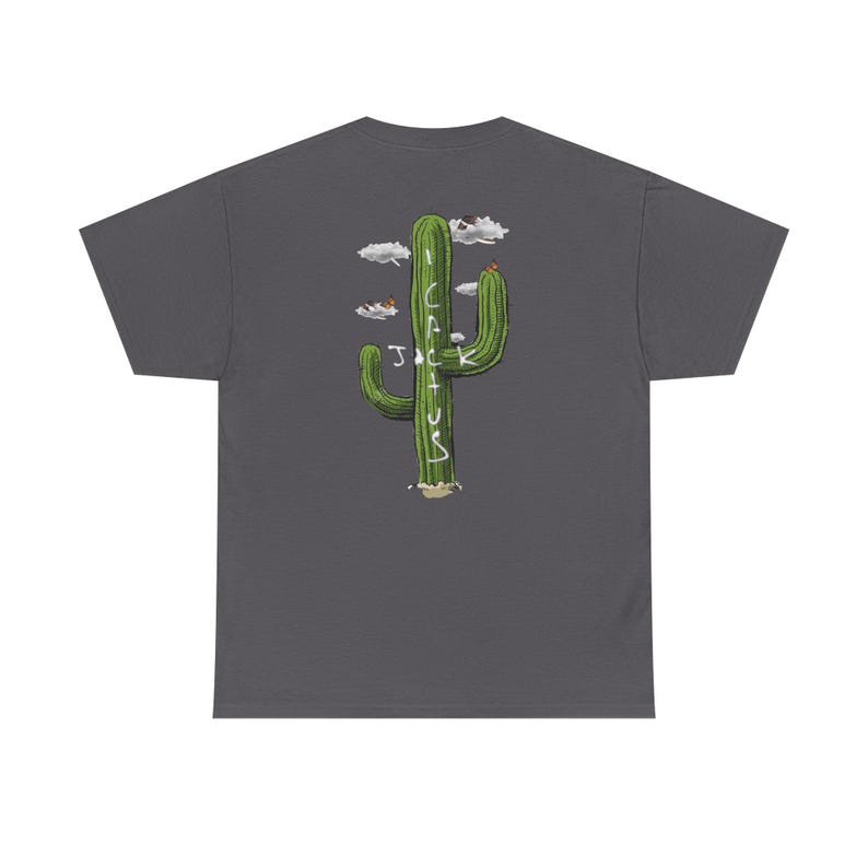 Travis Scott Cactus Jack Graphic Tee, Gildan Heavy Cotton Shirt Charcoal