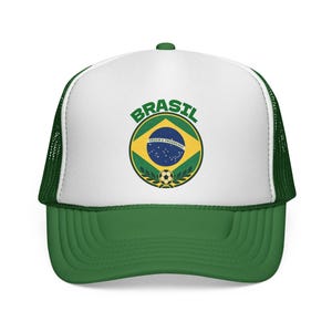 Brasil / Brazil Football Crest Trucker Hat | Fifa World Cup Football Hat | Soccer Champions Green