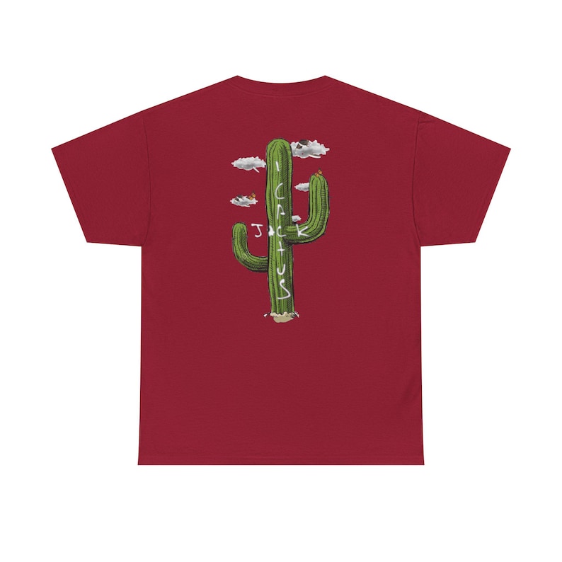 Travis Scott Cactus Jack Graphic Tee, Gildan Heavy Cotton Shirt Cardinal Red