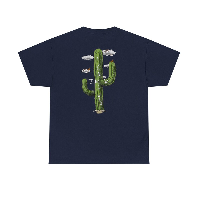 Travis Scott Cactus Jack Graphic Tee, Gildan Heavy Cotton Shirt Navy