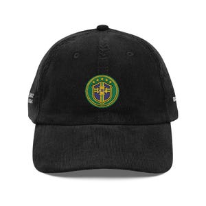 Cappellino da calcio in velluto a coste del Brasile / Cappello retrò vintage da calcio del Brasile / Coppa del Mondo di calcio immagine 2